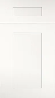 Bayview White Shaker cabinet door showing clean lines and solid wood frame construction