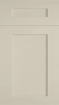 Elegant Sand Shaker cabinet door sample — warm sand shaker style with recessed panel and squared edges
