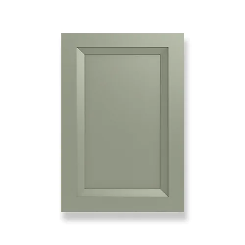 Majestic Sage Green recessed panel cabinet door sample, full overlay