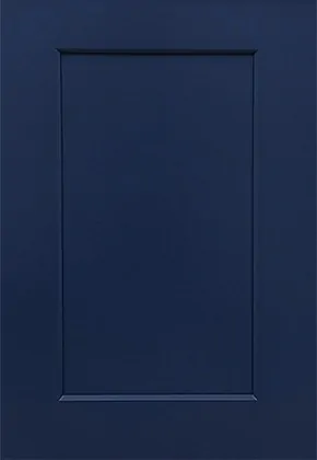 Navy Blue Shaker cabinet door sample, five-piece beveled panel