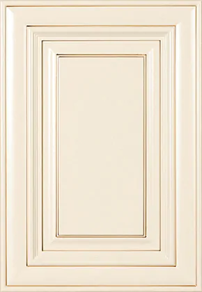 Princeton Cream Glaze raised panel door sample showing cream finish with brown glaze detail