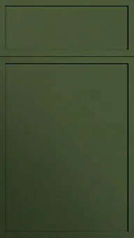 Slim Dark Green cabinet door sample — flat-panel slim shaker MDF door in deep forest green with full-overlay profile